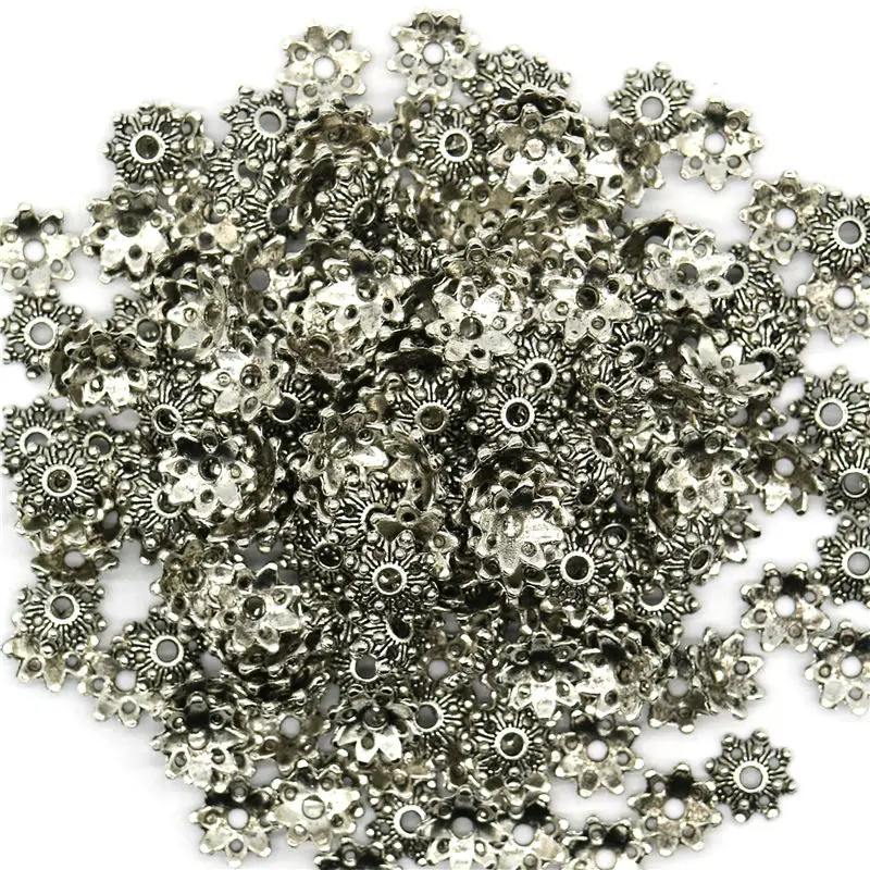 8 мм модные Лепестковые бусины тибетские Серебристые Цветные Цветочные из