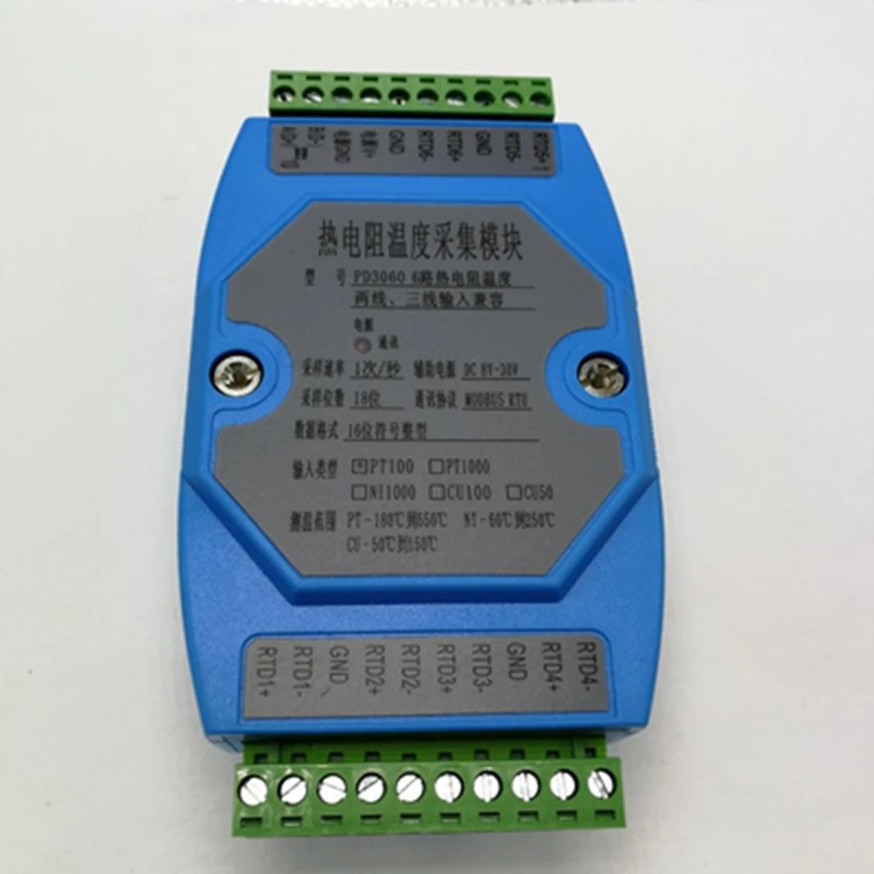 

6-полосный PT100 модуль сбора коллектора температуры датчик температуры MODBUS RTU
