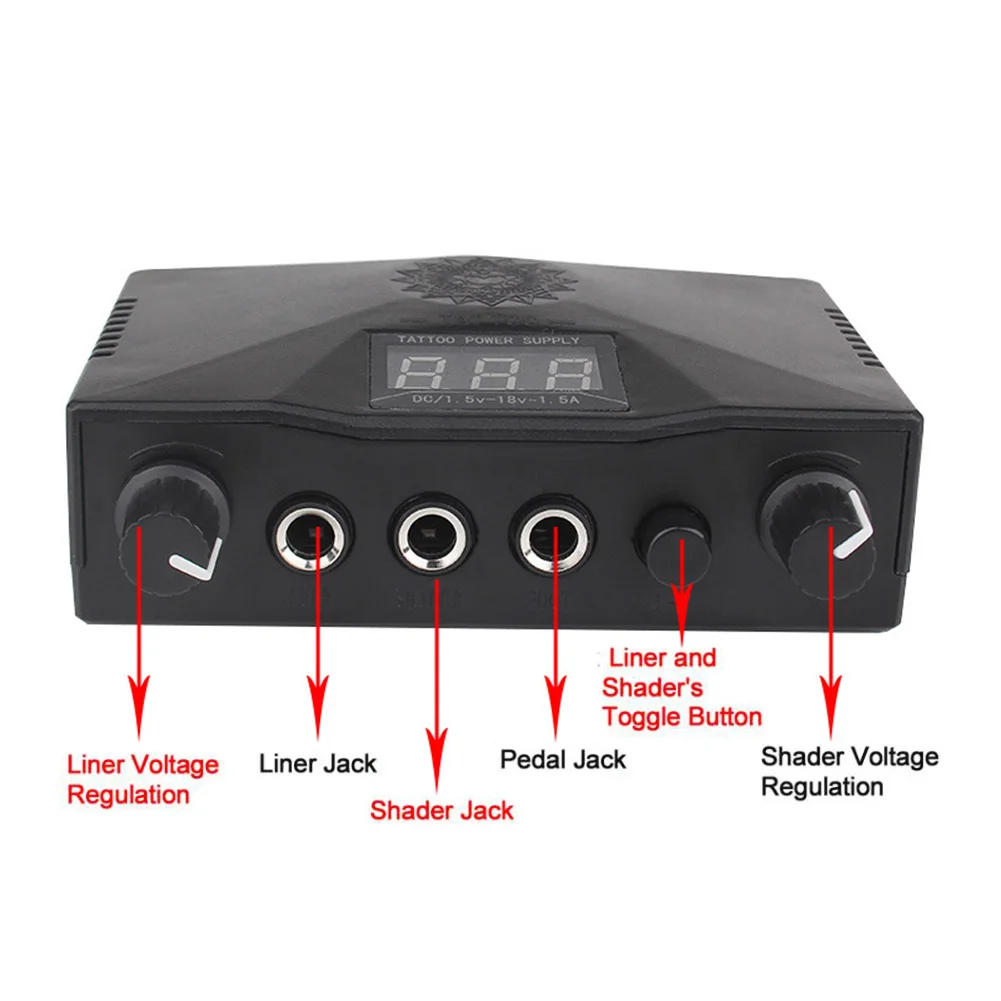Блок питания Pro цифровой с ЖК-дисплеем двойной черный АБС-пластик для тату-ружья