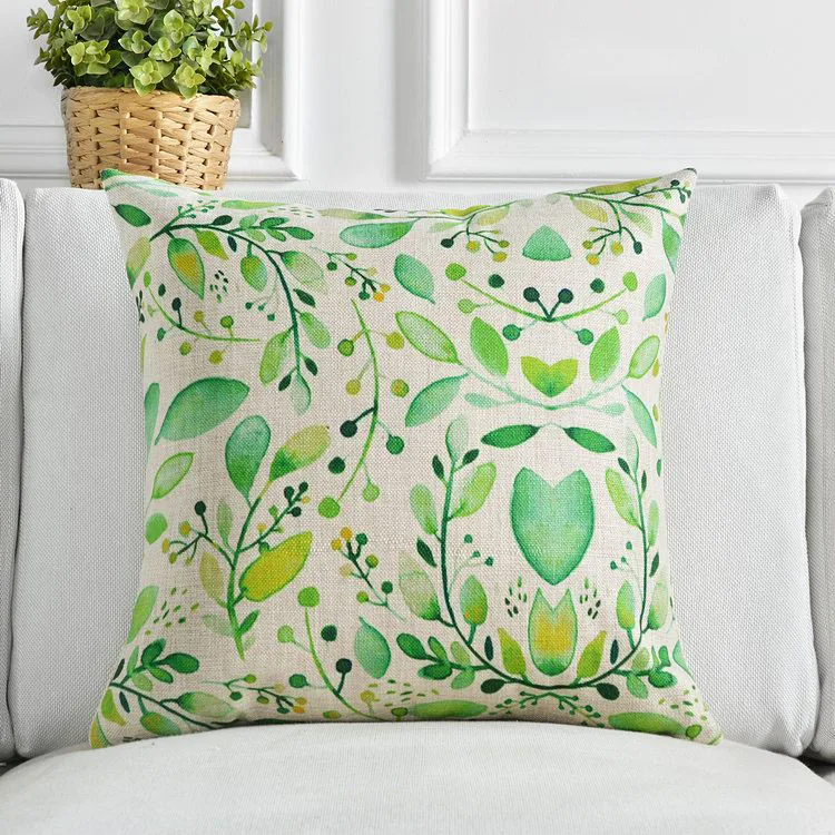 Декоративные Чехлы хлопковый льняной цветочный сад зеленые листья наволочка для