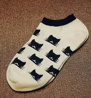 100pairs/lot korean style woman cartoon cat socks spring autumn cotton sock slippers free