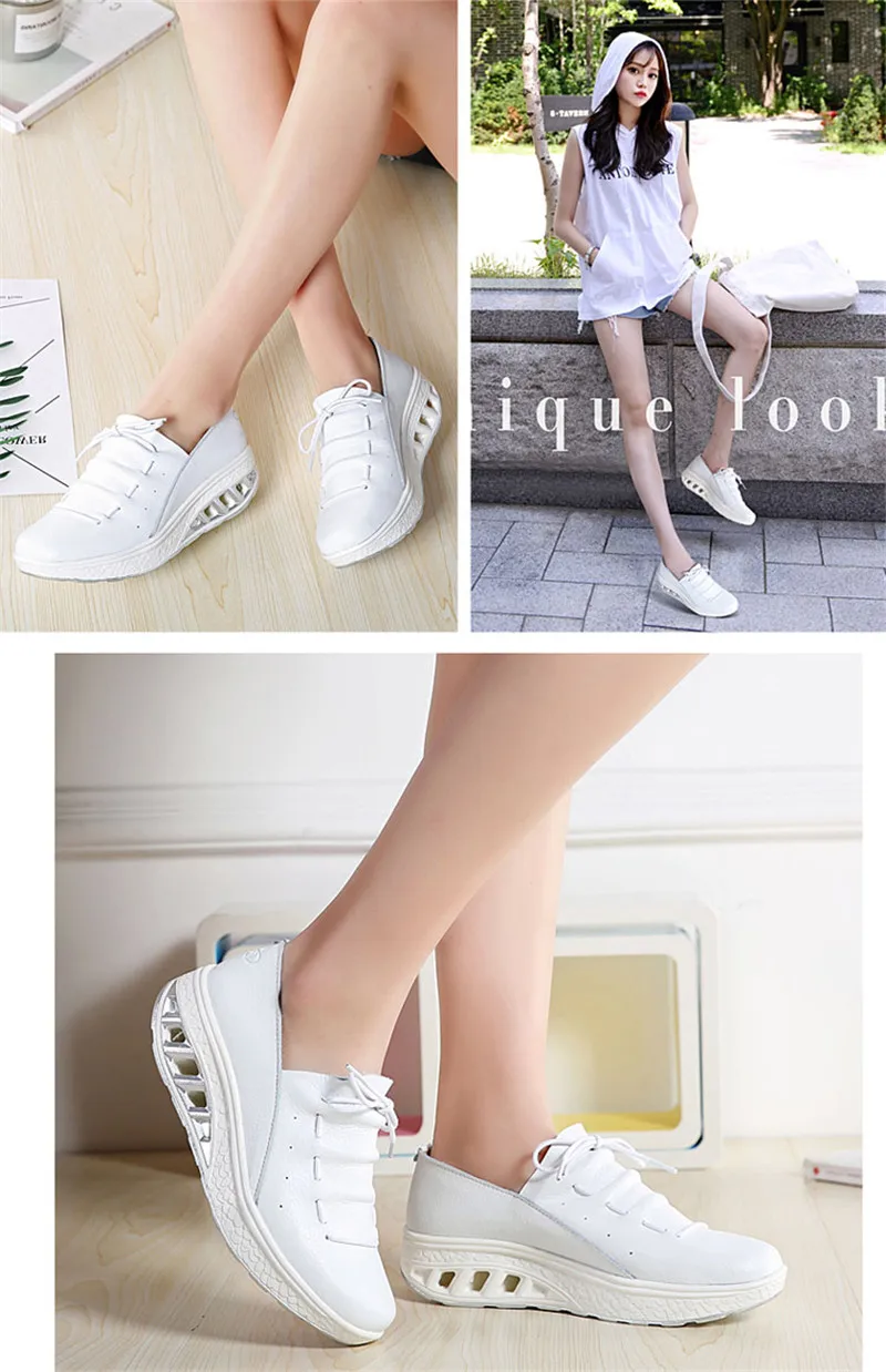YAERNI Summer Leather Women Shoes Sneakers Nurse Swing Work Single Shoes Wedges Shoes woman Blue White Platform Shoes Slimming