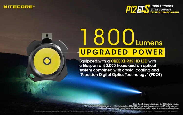 NITECORE P12GTS светодиодный фонарик Cree XHP35 HD 1800 лм дальность луча 226 м 18650 аккумулятор для использования на улице и дома