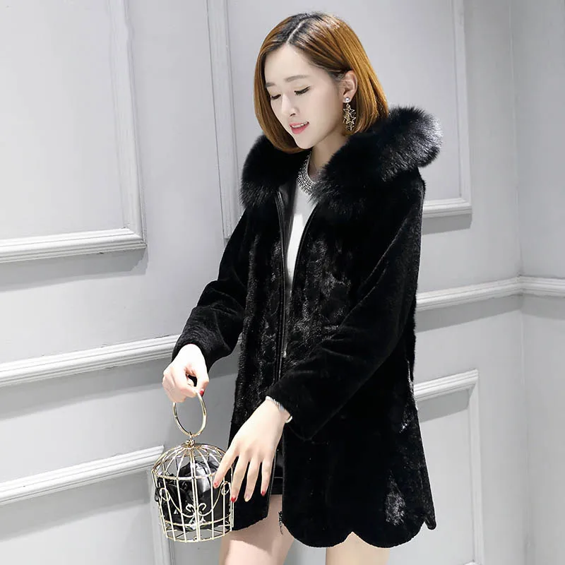 Natural mink fur and wool patchwork coats outerwear women real fox collar elegant warm jackets plus size 2019 winter | Женская одежда