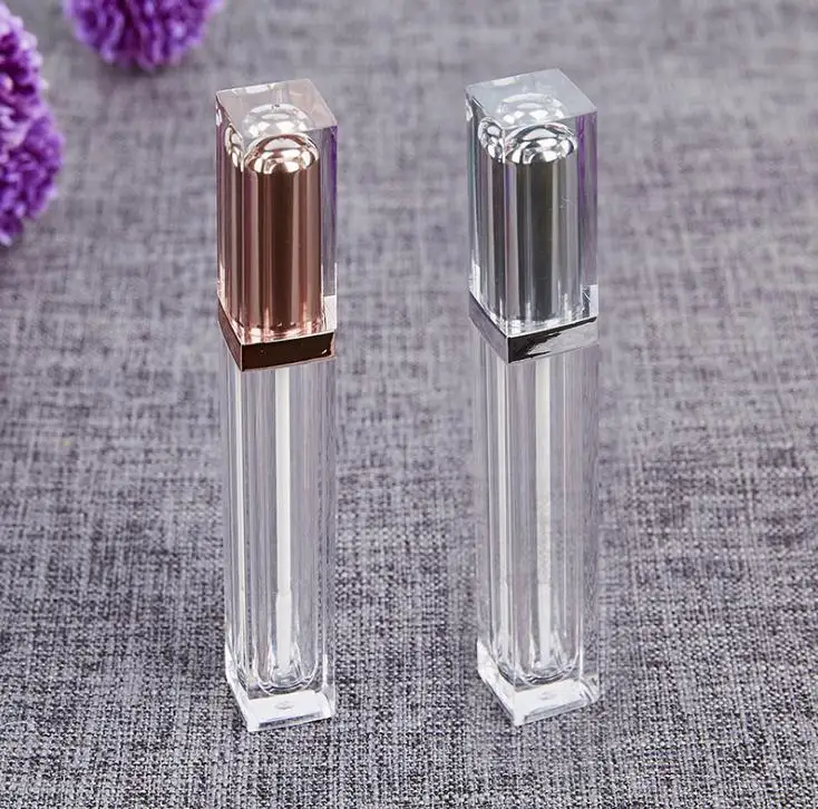 

Top Grade Rose Gold Empty Lip Gloss Tube, Plastic Liquid Lipstick Container, Square Shape Lip Gloss Refillable Bottles SN1956