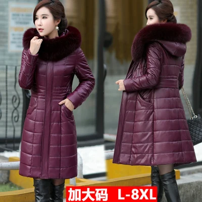 purple Fox hair Модная зимняя женская куртка с воротником из лисьего меха, куртки-пуховики на белом утином пуху, теплое пальто, женская толстая парка, Casaco Feminino, большие размеры, 8XL685 - Цвет: purple Fox hair