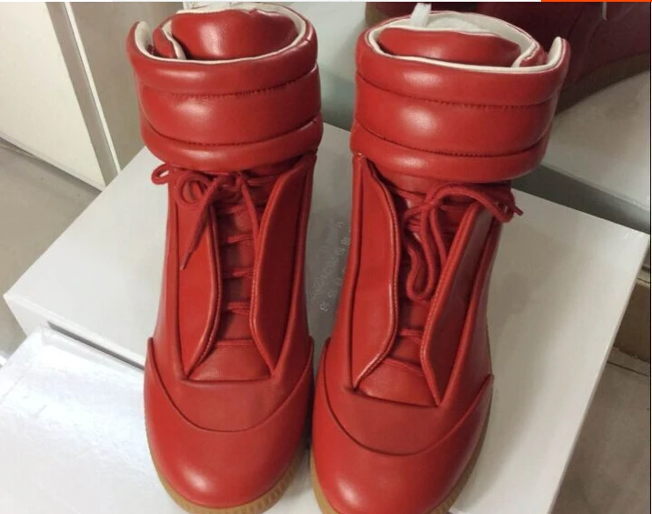 Big size Men Flat Sneakers Maison Martin Margiela Leather High Tops Tenis  Zapatillas Hombre Fashion Sport Ankle Boots with box | АлиЭкспресс