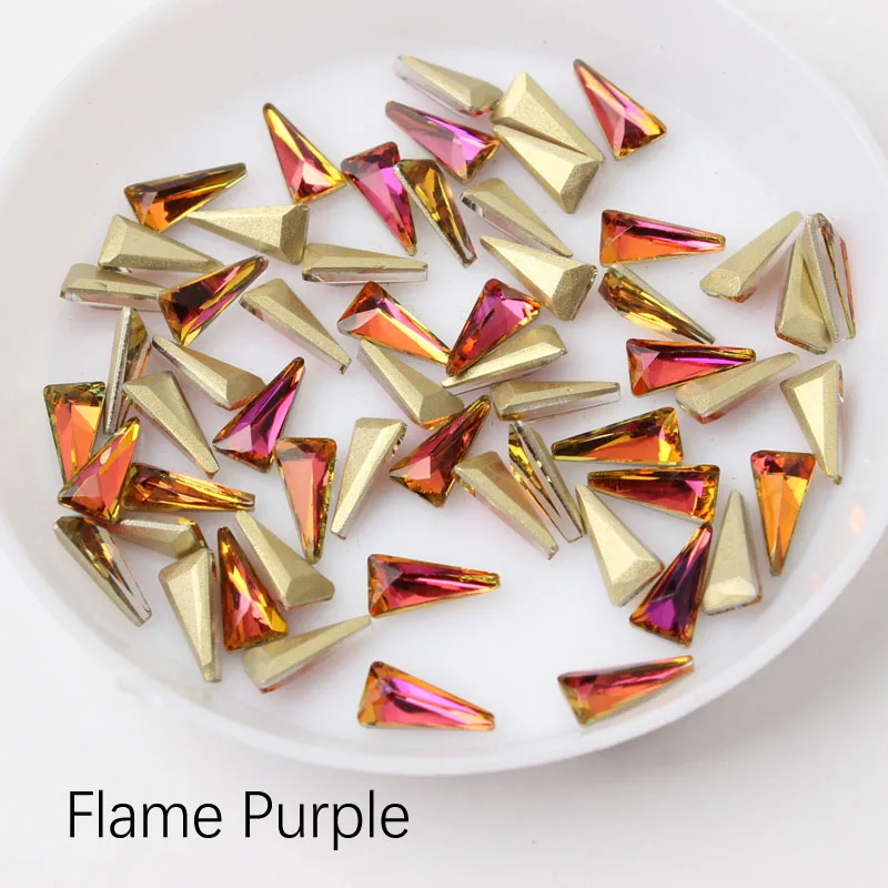 Flame Purple Горячая Распродажа 4X8 мм длинные треугольные Стразы для ногтей 30 шт/100 шт хрустальные камни для 3D украшения ногтей - Цвет: Flame Purple