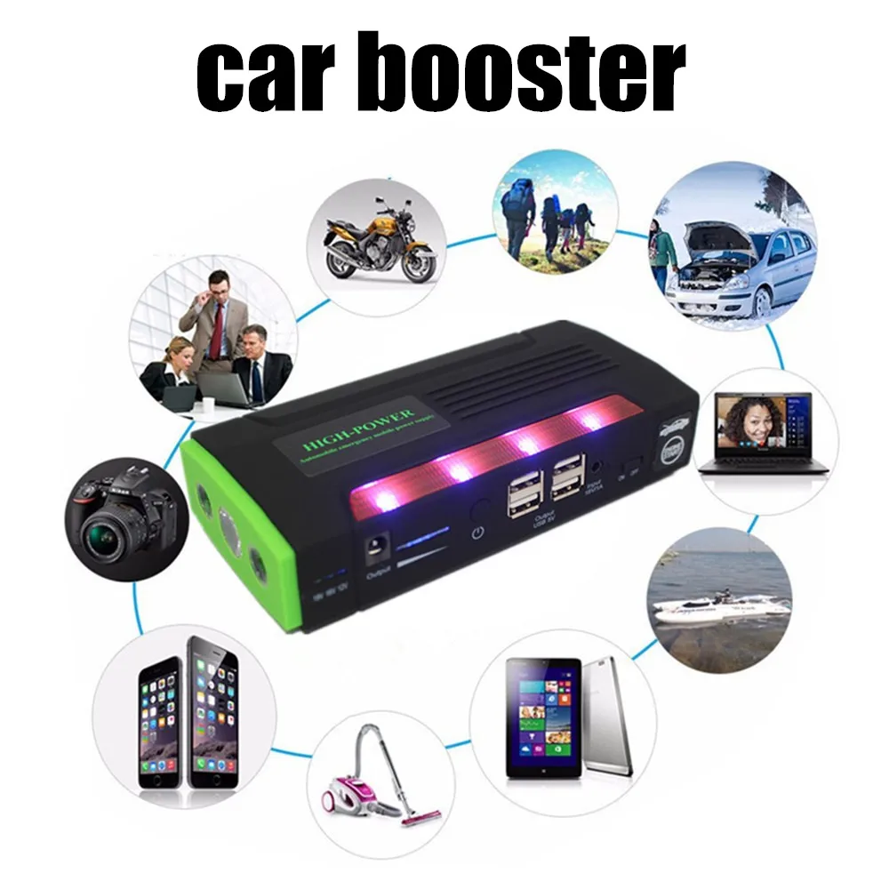 Power Bank цифровой ЖК-дисплей Автомобильный пусковой стартер для автомобильного аккумулятора Booster фонари SOS автомобильное зарядное устройство пусковое устройство компас перемычка