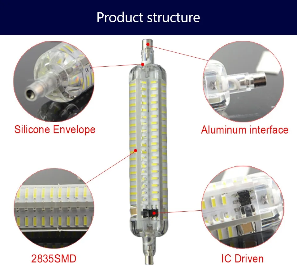 Led R7S светильник 7 Вт 15 Вт 78 мм 118 мм силикон R7S Светодиодная лампа SMD2835 220 В 110 в 120 В лампада Led замена галогенный прожектор светильник