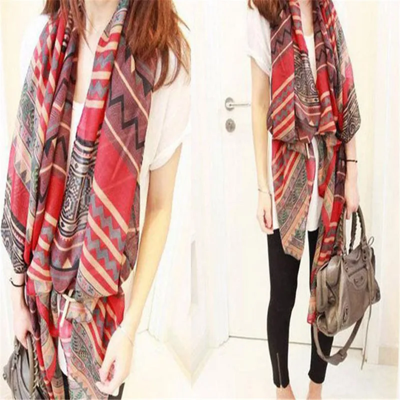 #4522 прочный новый национальный ветер печати шарф шали длинный абзац хлопковые