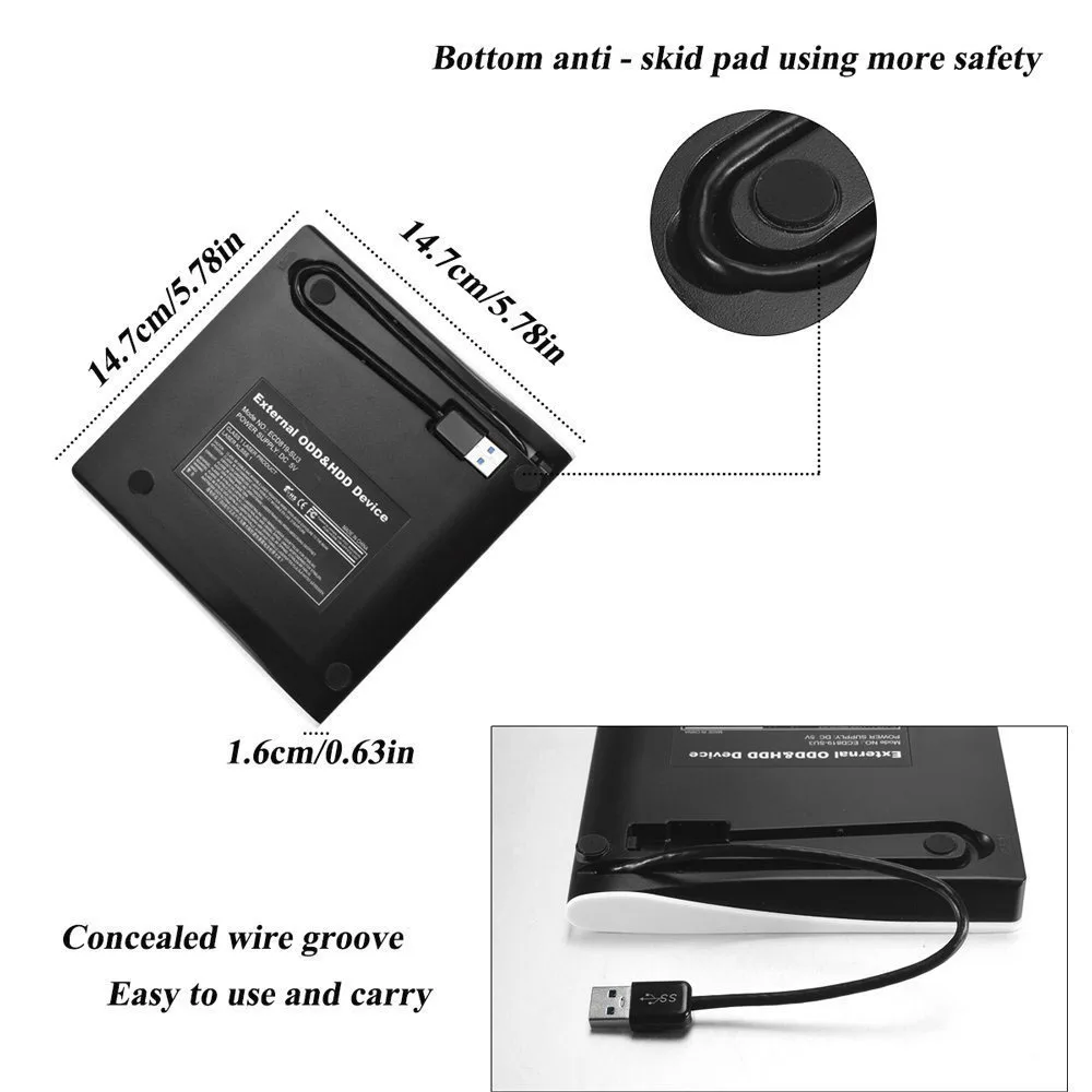 Внешние диски DVD iAmotus USB 3 0 Тонкий Высокая Скорость CD передачи данных Оптический