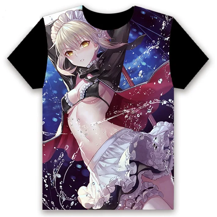 Модная футболка с Аниме игра Fate/stay night FGO Saber Alter Косплей короткий рукав Женская Мужская черная футболка повседневные забавные летние топы - Цвет: 9