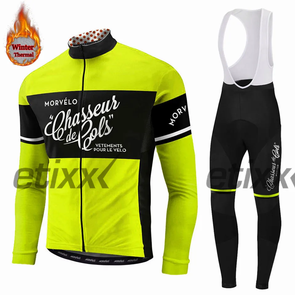 5 Morvelo теплая зимняя флисовая велосипедная футболка, длинный комплект, спортивная одежда для велосипеда, одежда, рубашка, ropa ciclismo - Цвет: 5