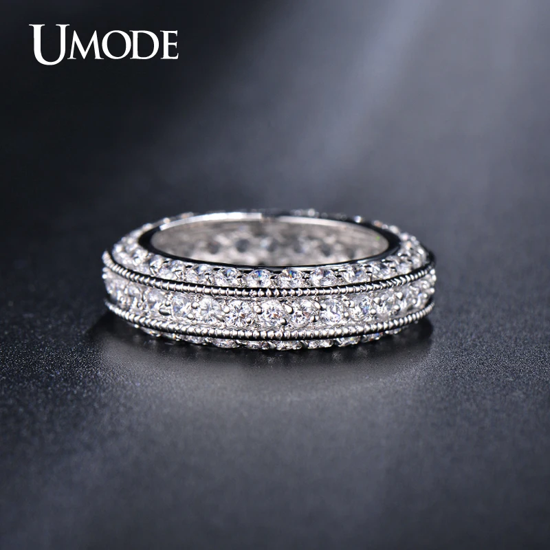 Umode горячие свадьбы 2 мм 0.03 карат круглый CZ белый позолоченные имитация вечность