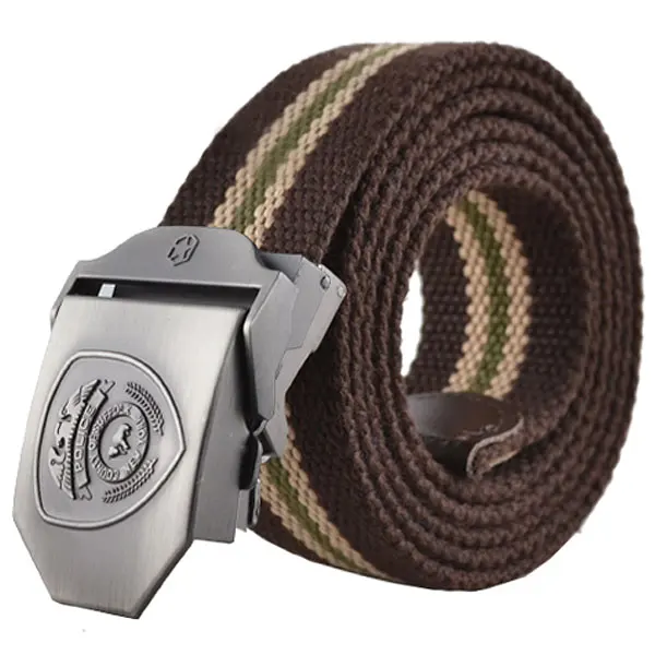 Style1 Coffee Stripe Мужской ремень, уплотненный холст, Нью-Йорк щит, ремни, военный пояс, армейский тактический ремень, высокое качество, ремень 110, 140 см, 10 цветов - Цвет: Style1 Coffee Stripe