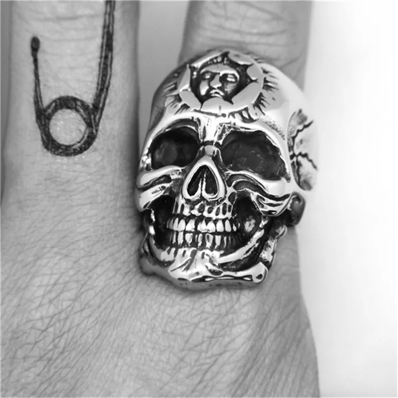 1pc Dropship Cool Double Skull Ring 316L Stainless Steel Men Boys Punk Style Rock | Украшения и аксессуары