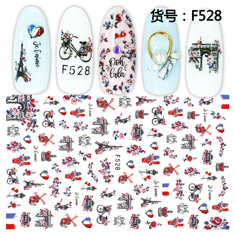 Новинка F series 527 528 сексуальные дизайнерские наклейки для ногтей 3d парфюм наклейка