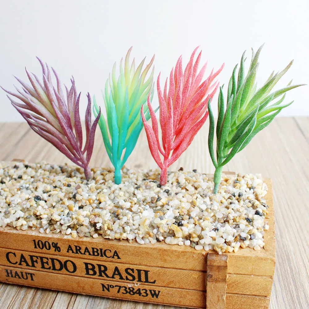 S 1 шт. Мини Искусственные мясистые растения искусственные листья ПВХ тропический