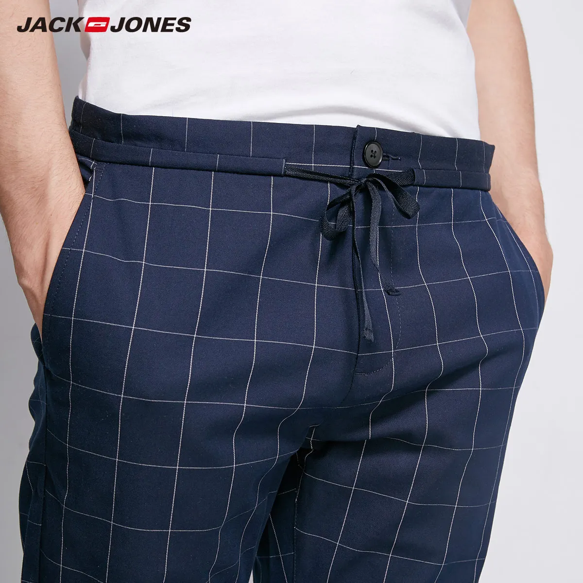 JackJones мужские эластичные лайкра бизнес досуг клетчатый костюм обтягивающие