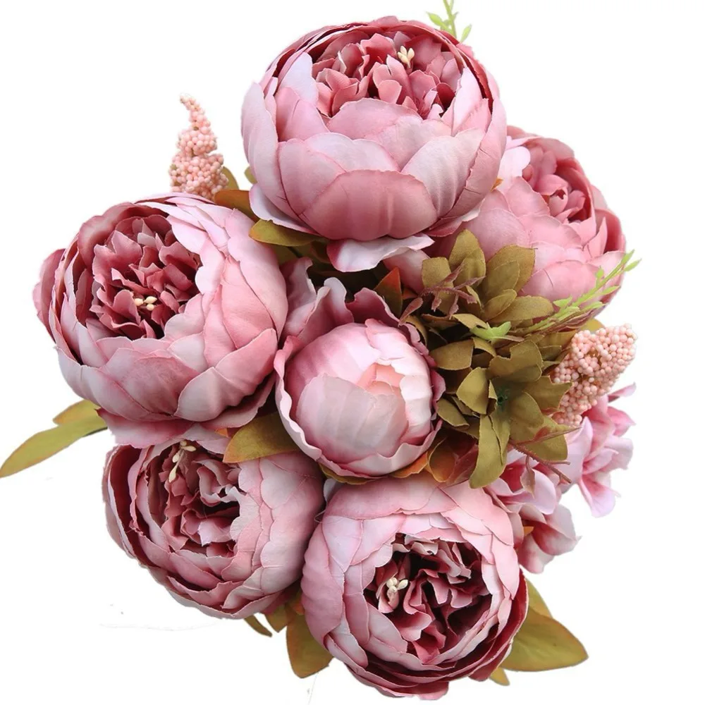 Fake Flowers Vintage Artificial Peony Silk Wedding Home Decoration Pack of 1 (champagne) | Дом и сад