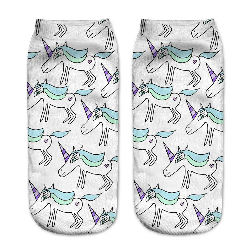 2016 модные хлопковые носки омбре с 3D принтом в стиле Харадзюку|unicorn socks|socks for womenfashion