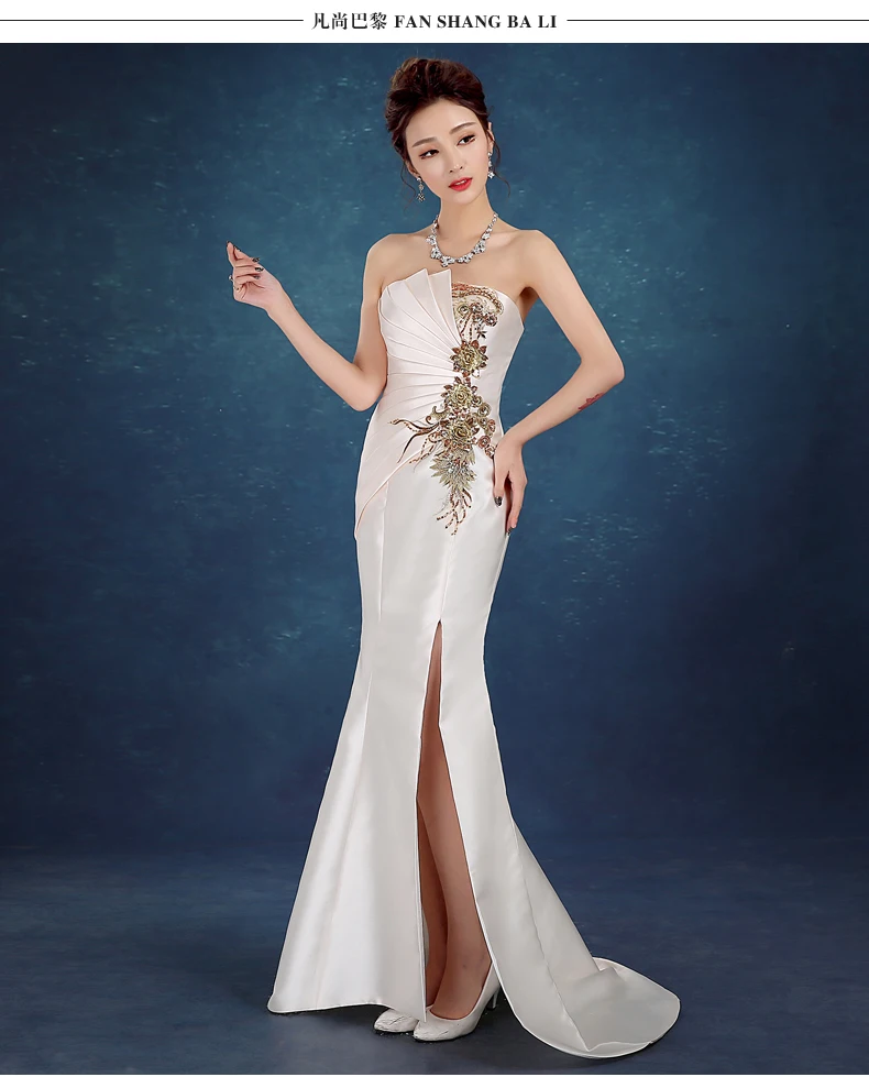 2017 Bridesm soft silk Celebrity Dresses trailing Fish tail Evening Slim Highlight temperament party Dress summer | Свадьбы и