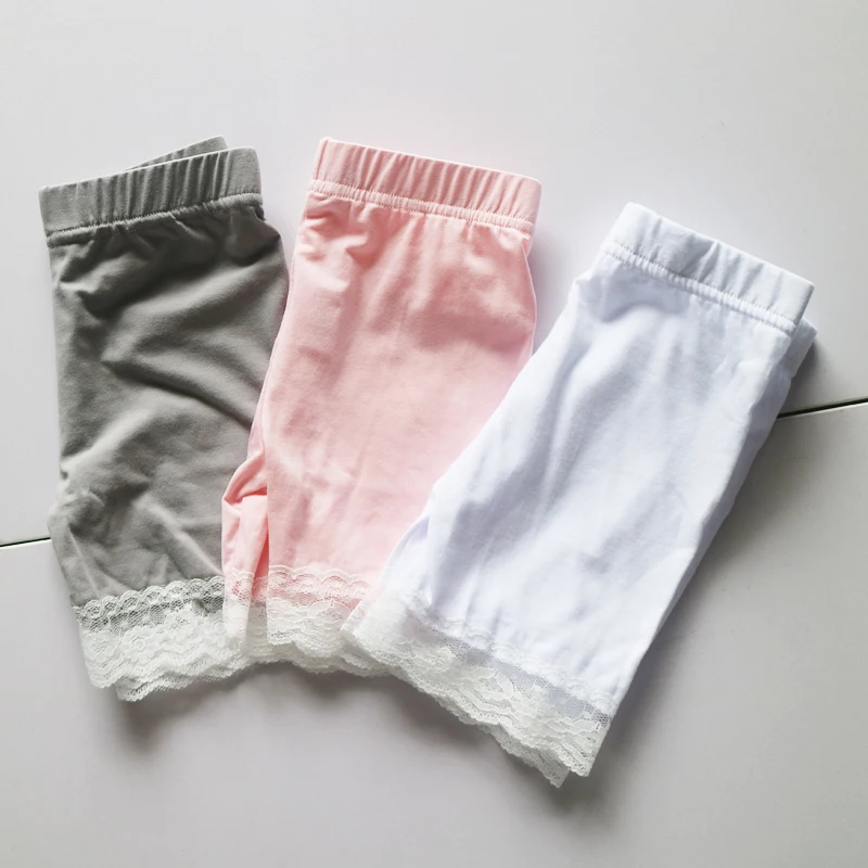 Розовый кружева капри девушка короткие обычная брюки шорты 95% хлопок 5% спандекс