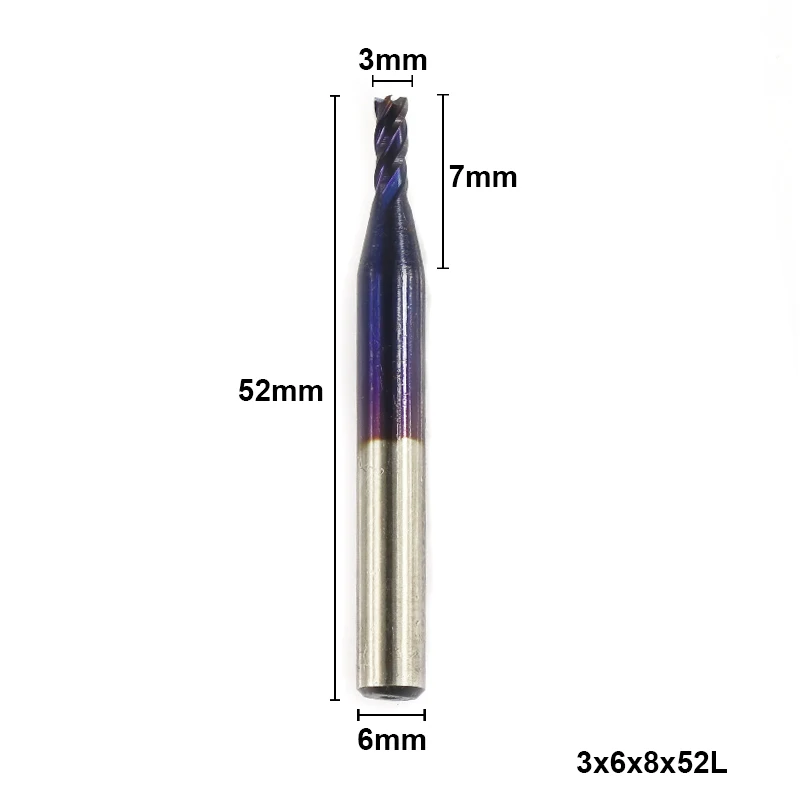 3x6x8x52L XCAN 1 шт. 2-13 мм супер синий нано покрытием HSS концевые фрезы с прямым хвостовиком Фрезы ЧПУ фрезы 4 флейты концевые фрезы - Длина режущей кромки: 3x6x8x52L