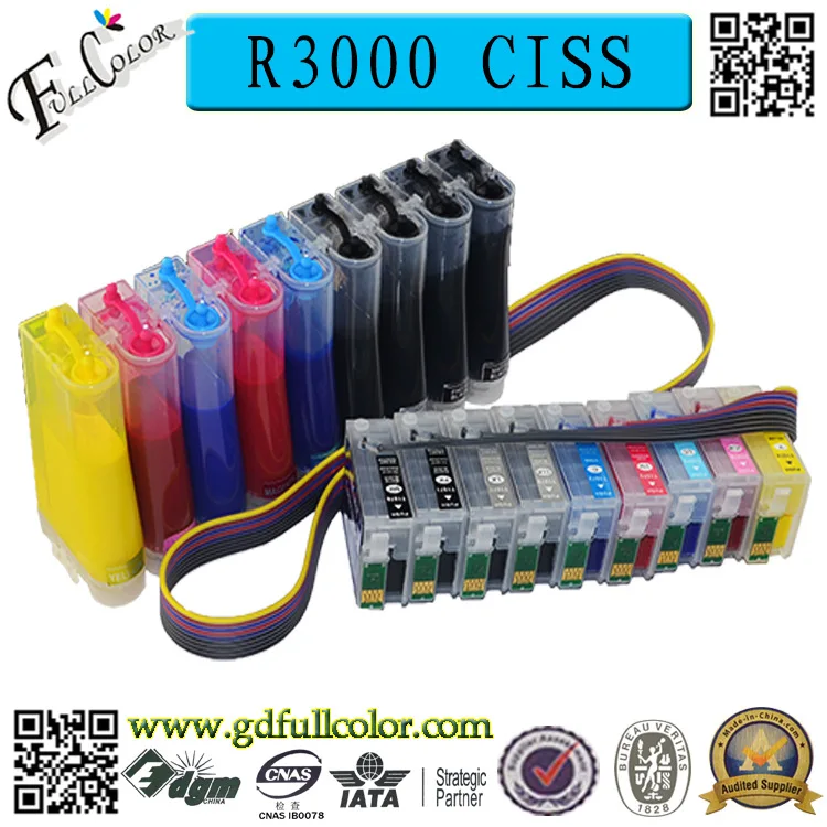Пустая Насыпная чернильная система для Epson Stylus R3000 CISS с чипом ARC + 500 мл пигментные