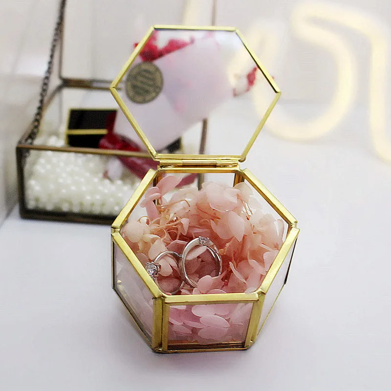 Стеклянный контейнер с геометрическим рисунком кольцевая коробка органайзер