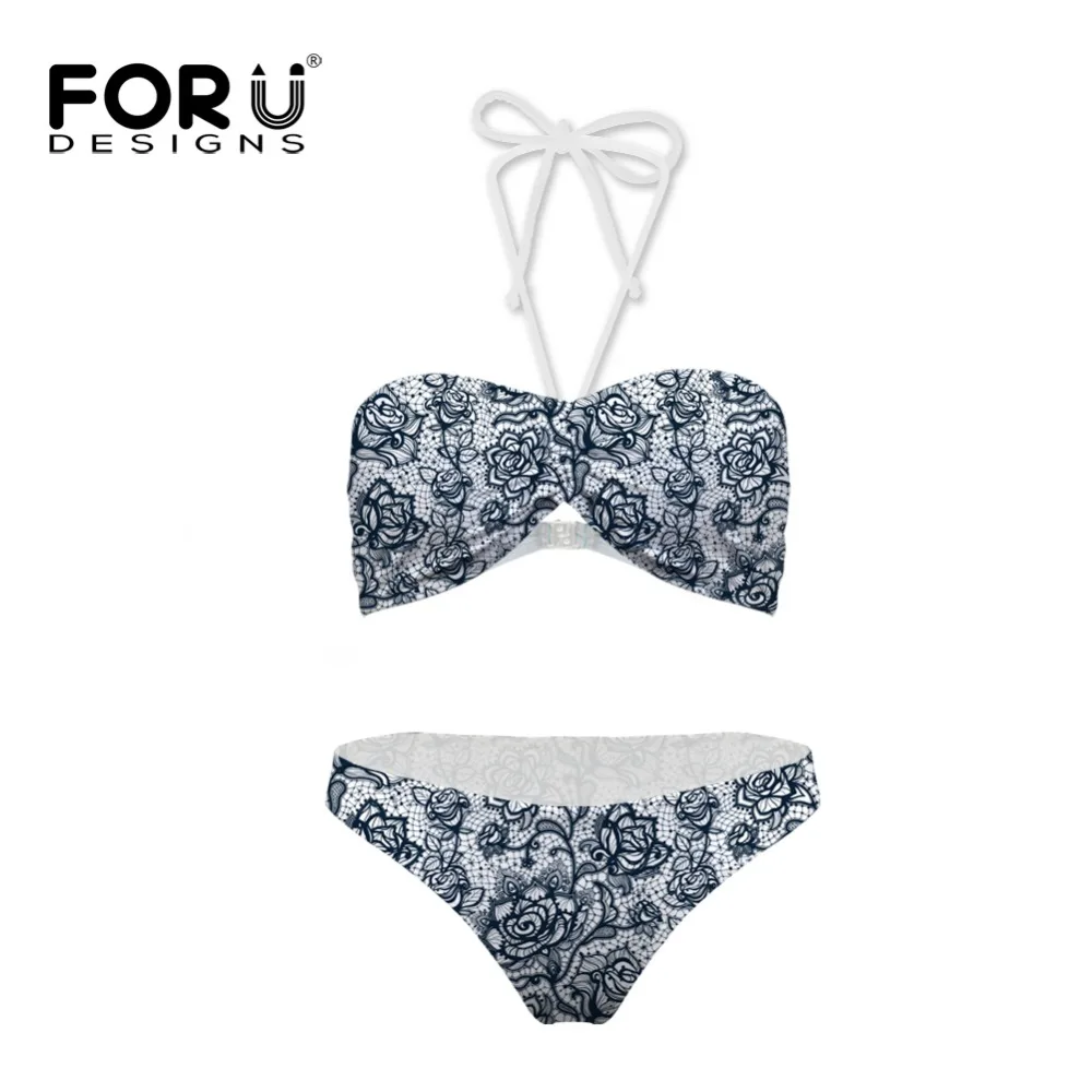 FORUDESIGNS/2017 новое бикини для подростков Молодежный купальный костюм женский бандо