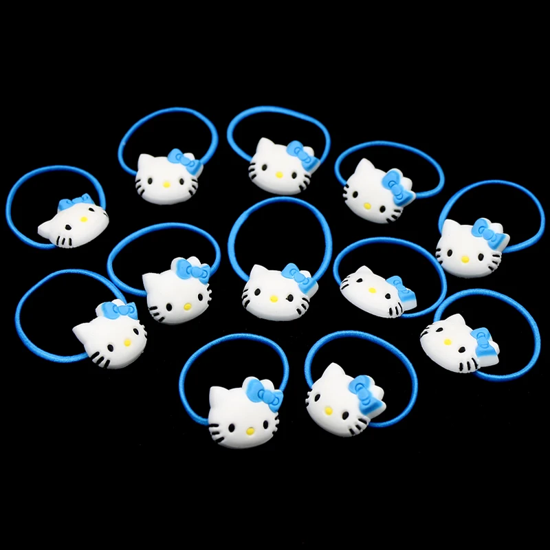 Blue Band 12 шт., hello kitty, эластичные резинки для волос, заколки для волос, для девочек, конский хвост, резинки, милые резинки для волос, резинки, резинки, аксессуары для волос - Цвет: Blue Band