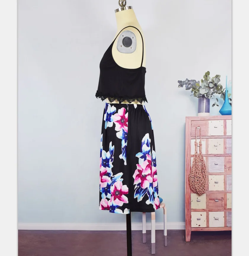2019 PPXX Summer Floral Girl Women Lace Dress Plus Size Mother Daughter Family Matching Clothing Fashion Look Top Skirt | Мать и ребенок