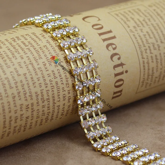 1 ярд 4 ряда SS16 Чешский горный хрусталь чашка цепь Кристалл аппликационный костюм