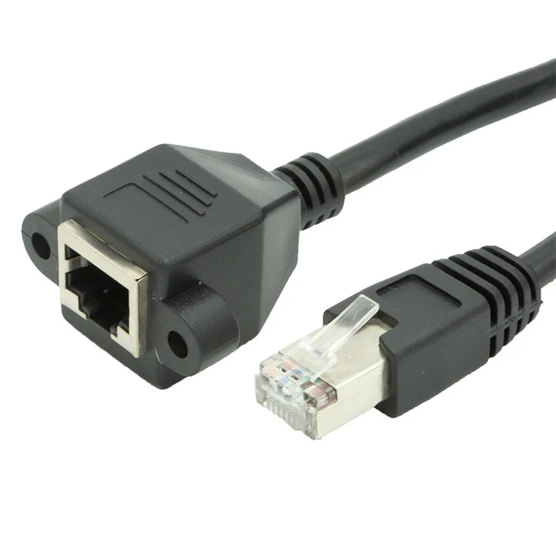 Черный RJ45 мужского и женского пола Сетевой удлинитель винт для кабеля Панель