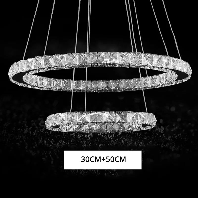 2 Ring 30cm 50cm Блеск светодиодный Кристалл осветительная люстра в виде подсвечника Lamparas Colgantes подвесной светильник светодиодный подвесной светильник Подвесная лампа Lampe Lampadari - Цвет абажура: 2 Ring 30cm 50cm