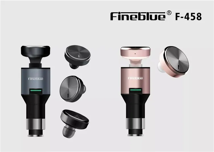 Fineblue F-458 Bluetooth наушники мини гарнитура и автомобильное зарядное устройство 2 в 1 беспроводной шумоподавление наушники с микрофоном для вождения