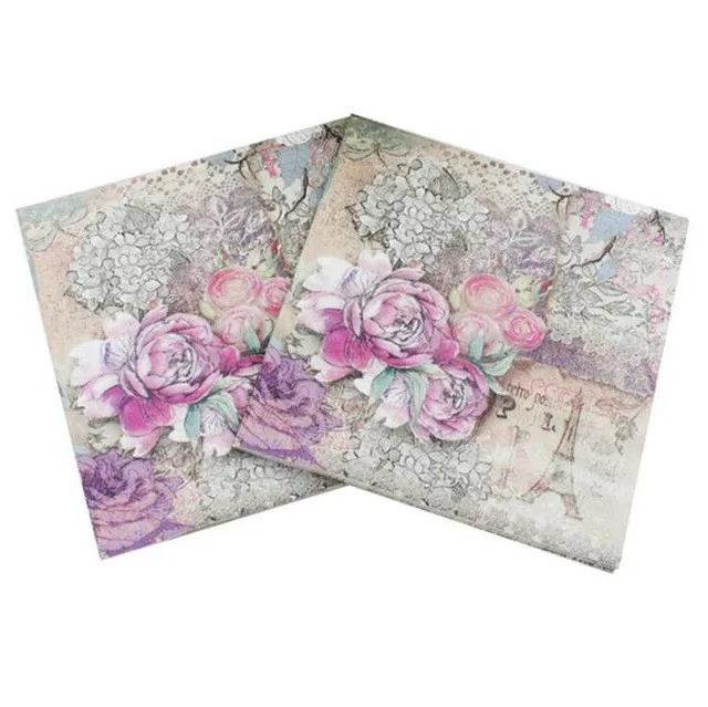 flower 2 20 шт/Партия Красочные Мультяшные Совы бумажные салфетки для счастливого дня рождения украшения дети девственная древесина декупаж тканей Npkins - Цвет: flower 2