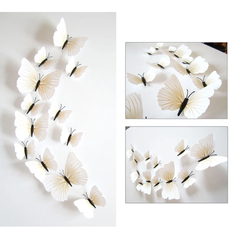 Настенные Стикеры 12 шт. настенные декоративные наклейки для дома 3D бабочки