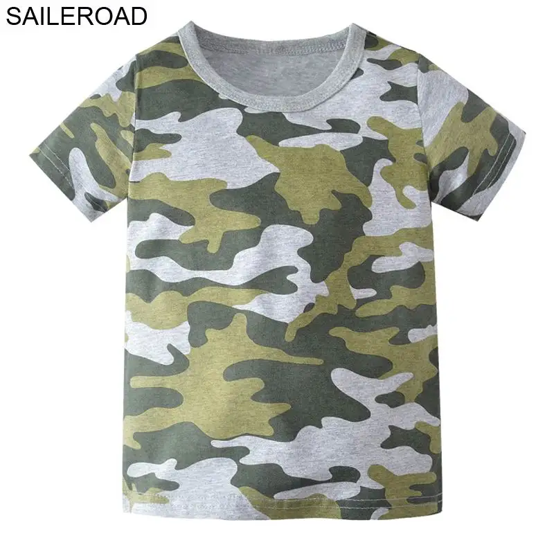 SAILEROAD 2 7Years Мода Камуфляж Цвет Детские Мальчики Топы Футболка Лето Дети Девочки