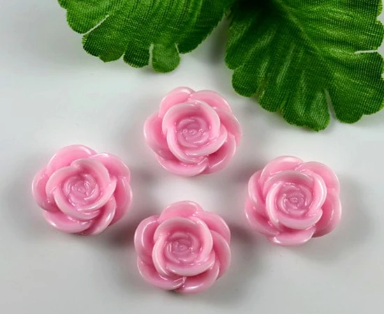 

Fashion Jewelry Resin Cameo Pink Rose Flower Cabochons Flat Back Round Beads Findings DIY Accessories Gift Hot 17*7mm Z2490