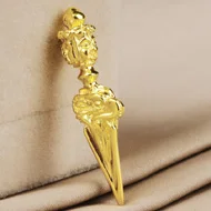 18k yellow gold Настоящая 18 k массивная, желтая, Золотая Ваджра эмаль счастливый амулет буддистская цепочка ожерелье для женщины мужчины подарок гравировка Прямая поставка - Цвет камня: 18k yellow gold