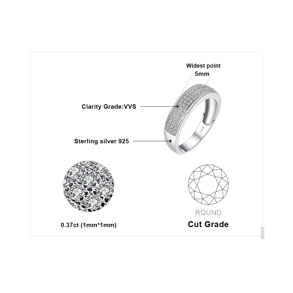 JewelryPalace Anniversary Channel Set Wedding Band Eternity Ring 925 Sterling Silver Accessories Brand New Jewelry For Women | Украшения и