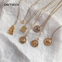 perisbox 925 sterling silver coin pendant necklace for women mini malachite pendants medallion layered necklaces statement