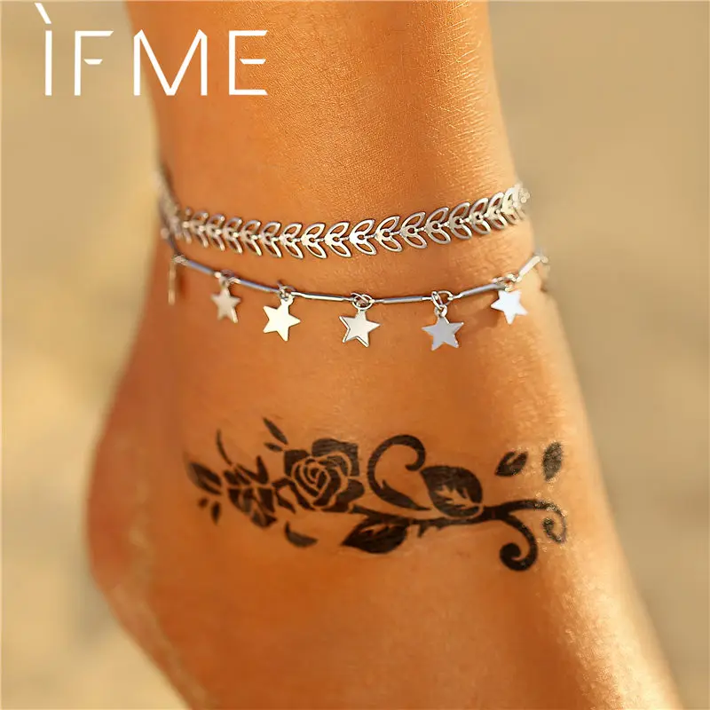 Женская винтажная многослойная цепочка IF ME ножные браслеты серебряного цвета в