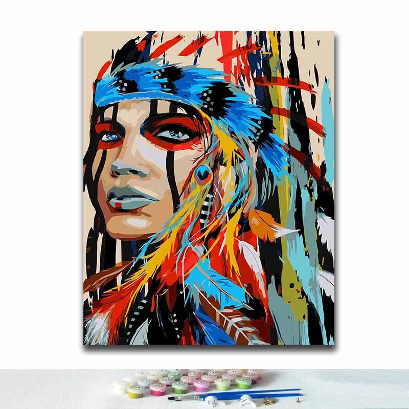 

DIY Coloring paint by numbers Colorful woman paintings by numbers with kits 40x50 framed