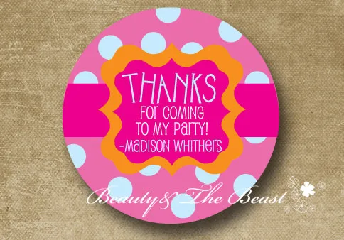 

Customized Personalized Girl Gift Stickers Round Gift Pink Labels Candy Box Party Favor Birthday Party Decorations Kids