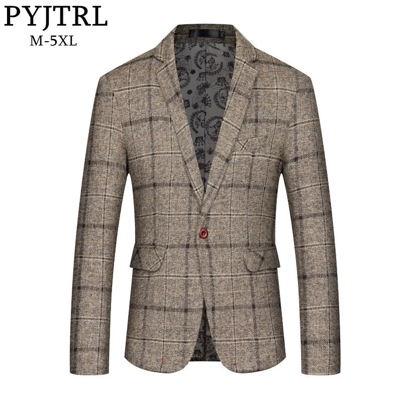 PYJTRL Для мужчин осень-зима Slim Fit Блейзер британский стиль Черный серый цвет хаки