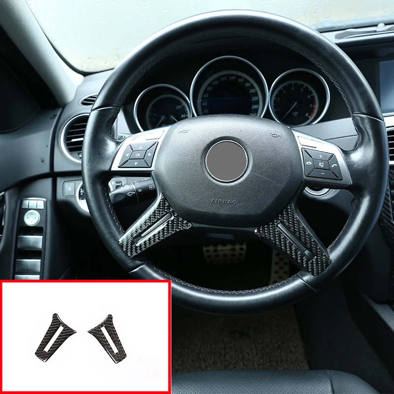 

2 шт. мягкое углеродное волокно для Mercedes Benz C Class W204 2011-2013 автомобильные аксессуары украшение руля наклейка